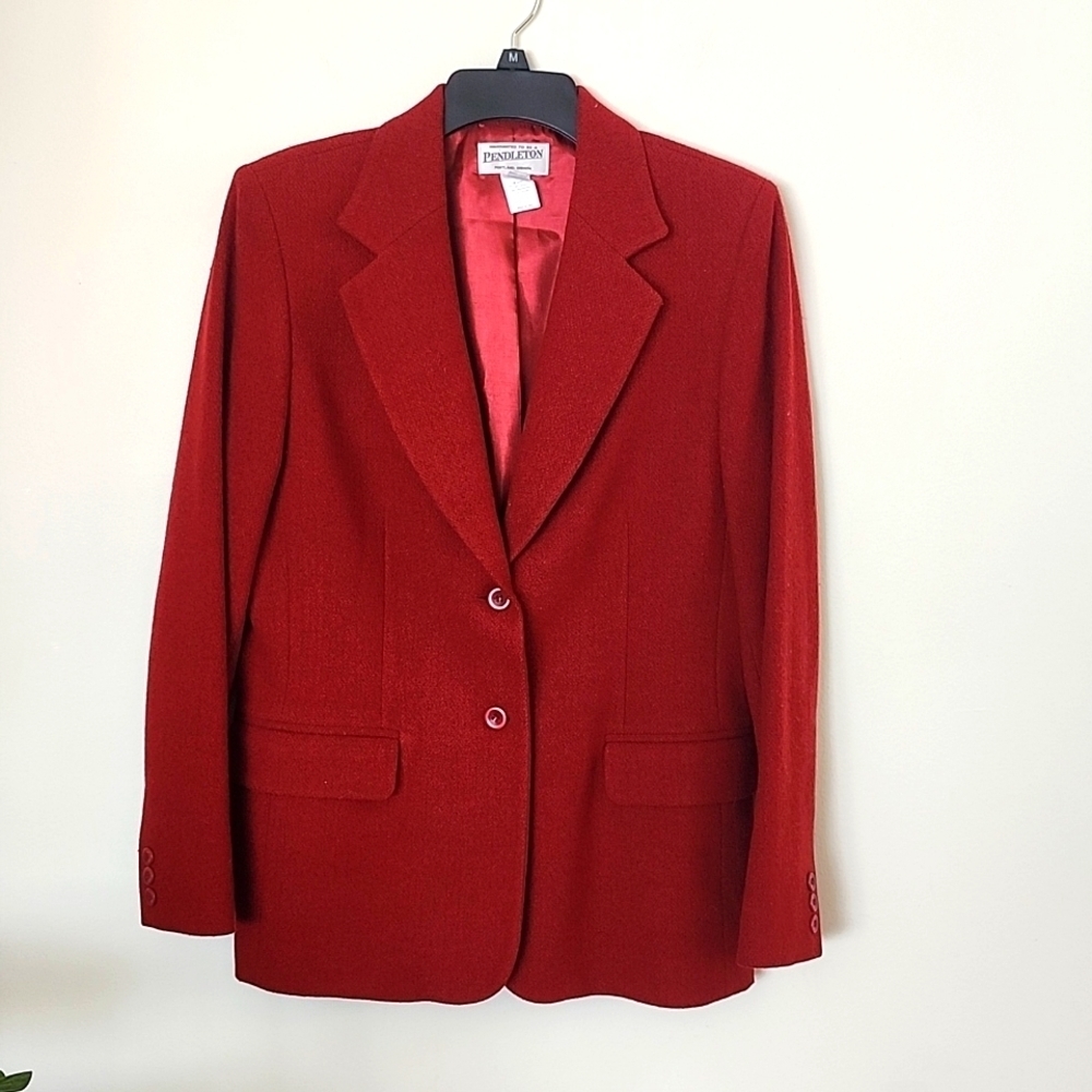 Pendleton Red Wool Lambswool Double Button Blazer… - image 1